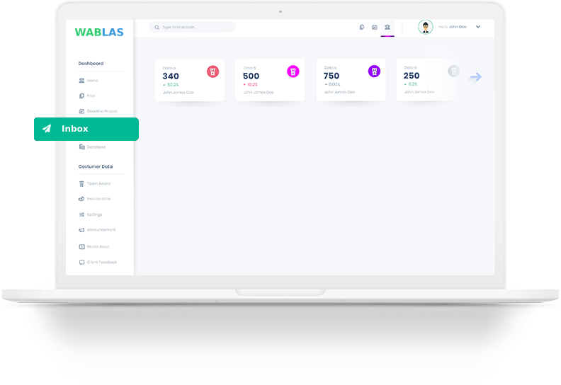 Preview dashboard WABLAS pada laptop